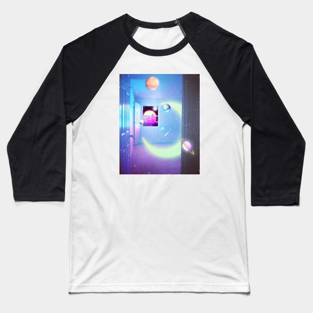 Extra Spacetime Baseball T-Shirt by lofi_retrowave